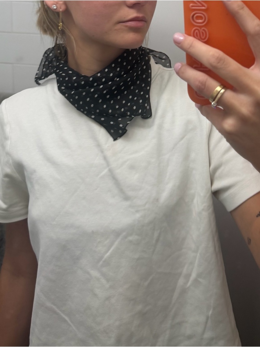 Black Polka Dot Silk Neck Scarf